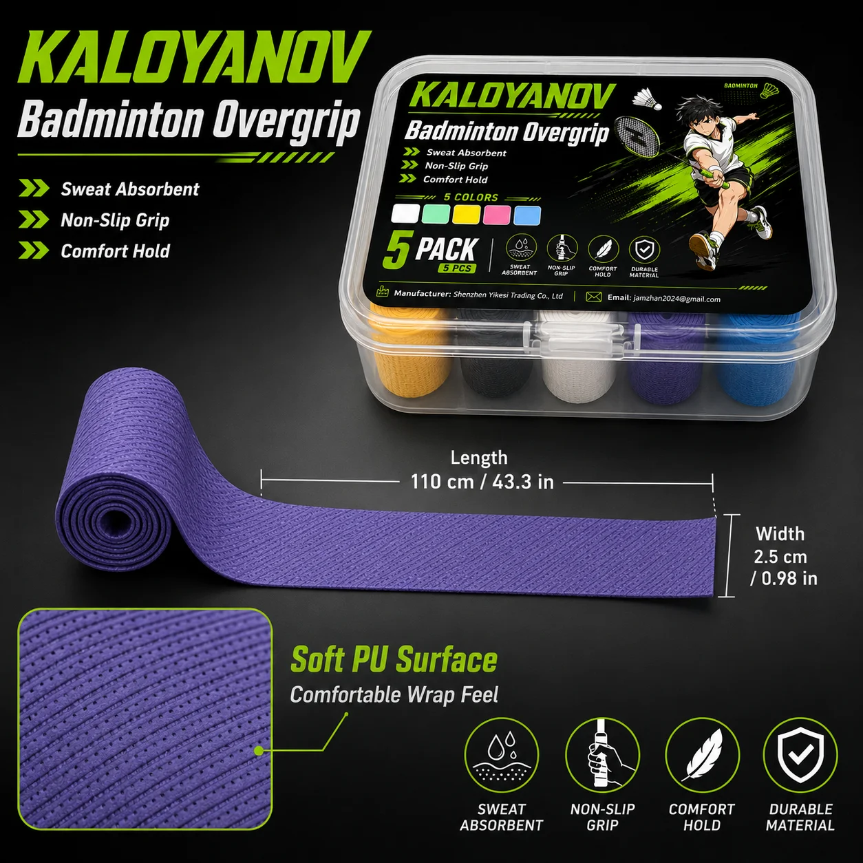 Tennis Overgrip Badminton Over - Badminton Materi ulasan dan harga