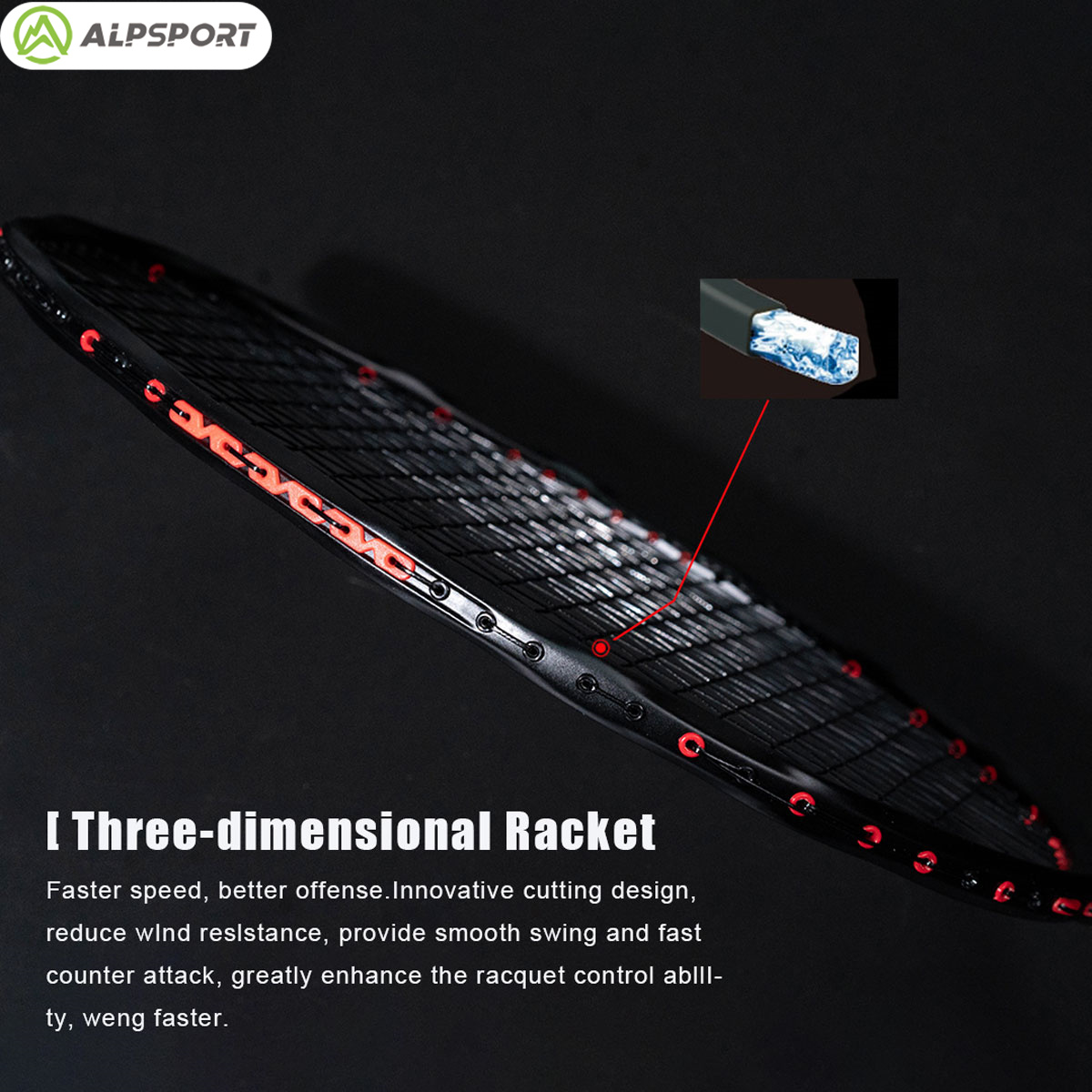 Alpsport MH-V5 5U 75g Wave Leg - Badminton Racket Carbon ulasan dan harga